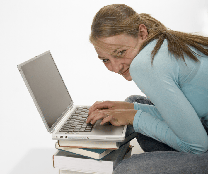 Teenage girl on laptop