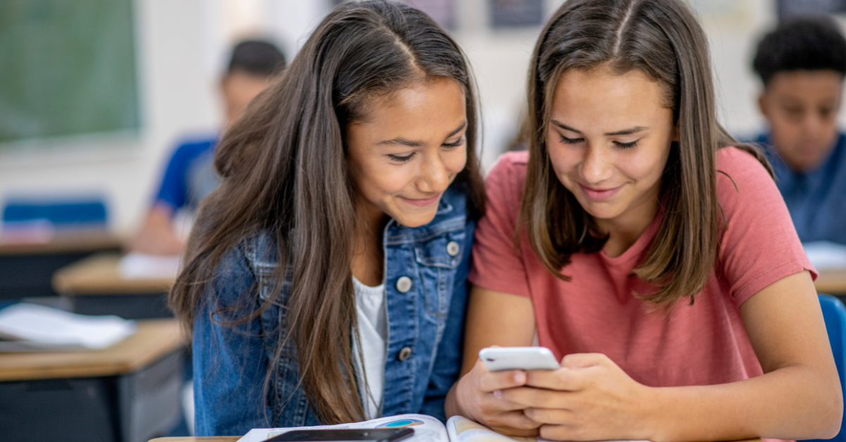 Students using cell phone
